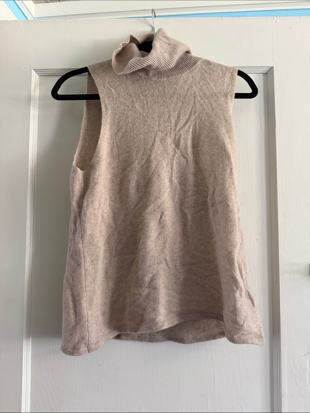 Marisa Christina Sleeveless Turtleneck Tank - Beige